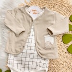 Conjunto de Malha 3 peças - Elefantinho - Bege e Off White
