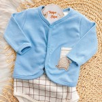Conjunto de Malha 3 peças - Elefantinho - Azul Bebê e Off White