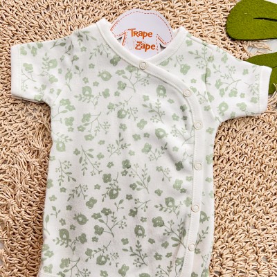  Body kimono M/c off passarinha florida verde