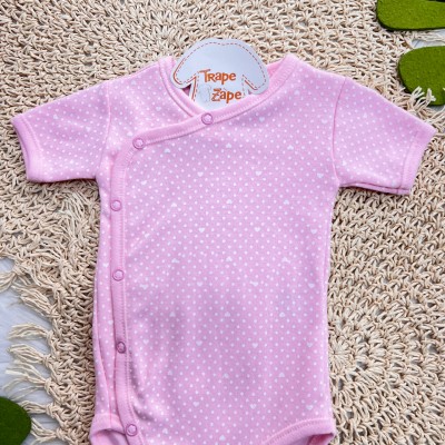  Body kimono M/c Rosa Poa e Coração branco