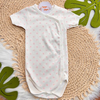 Body kimono M/c off poa bege e flor rose