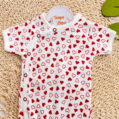 Body kimono M/C coração vermelho