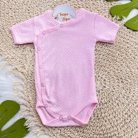  Body kimono M/c Rosa Poa e Coração branco