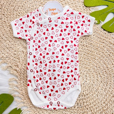 Body kimono M/C coração vermelho