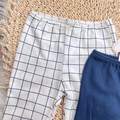 Kit 3 calças - Quadriculado, Marinho, Aviãozinho Azul Jeans