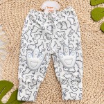 Kit 3 Calças - Mini Dino com Joelheiras - Azul Jeans, Off White e Mostarda