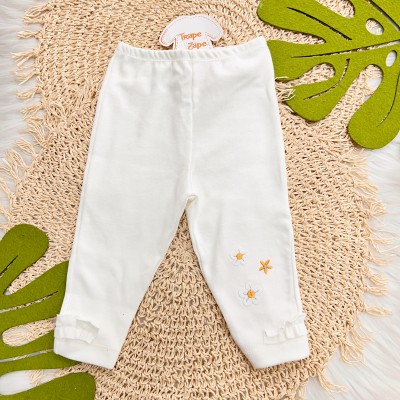 Kit 3 Calças - Trio de Flores - Off White e Amarelo