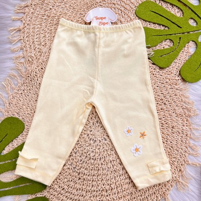Kit 3 Calças - Trio de Flores - Off White e Amarelo