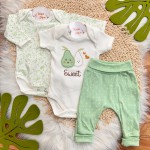  CONJ. DE MALHA 3 PEÇAS - Sweet Perinhas - Verde e Off White