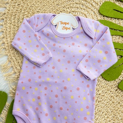 CONJUNTO DE MALHA 3 PEÇAS - Abelhinhas com Flores - Lilás e Off White