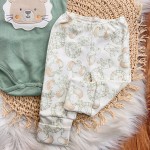  CONJ. DE MALHA 3 PEÇAS - Leãozinho - Off White e Verde