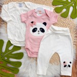  CONJ. DE MALHA 3 PEÇAS - Pandinha - Off White e Rose
