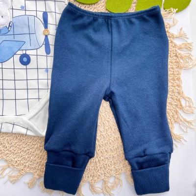30/06 CONJ. DE MALHA 3 PEÇAS - Ursinho Aviador - Off White e Azul Jeans