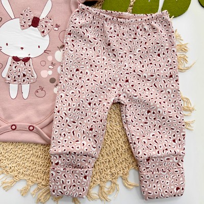  CONJ. DE MALHA 3 PEÇAS - Coelhinha Adoro Frutas - Off White e Rose