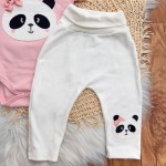  CONJ. DE MALHA 3 PEÇAS - Pandinha - Off White e Rose