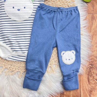 CONJ. DE MALHA 3 PEÇAS - Teddy - Off White e Azul Jeans