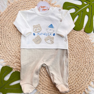  Macacão Trape Zape - Natureza - Areia e Azul Jeans