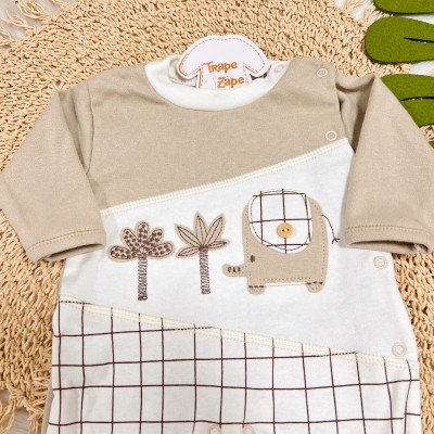 Macacão Trape Zape - Elefantinho - Off White e Bege