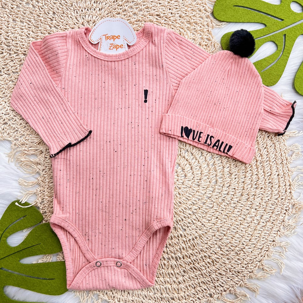  Inverno 2025 - Body e Touca Canelada Love Is All - Rose