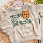 Inverno 2025 - Conj. Casaco Time da Diversão e Calça em Moletinho - Gelo e Verde