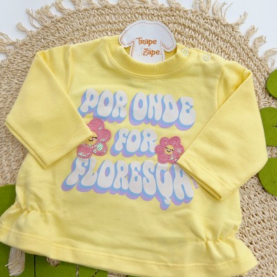 Inverno 2025 - Conjunto Por Onde For Floresça Casaco e Calça em Moletinho - Amarelo