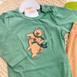 Inverno 2025 - Conj. Body Amigos da Floresta e Calça em Plush - Verde e Marrom