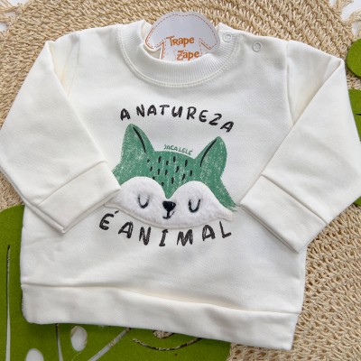 Inverno 2025 - Conjunto A Natureza é Animal Casaco e Calça em Moletom - Verde