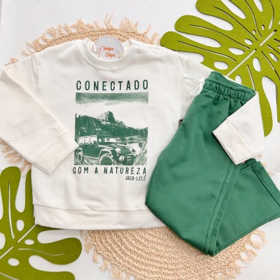 Inverno 2025 - Conj. Blusão Conectado com a Natureza e Calça Moletom - Verde 