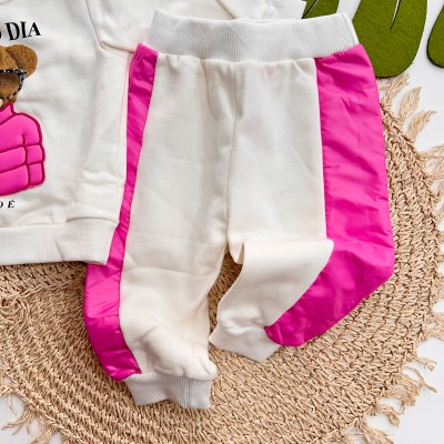  Inverno 2025 - Conj. Casaco Look do Dia e Calça em Moletom- Off White e Pink