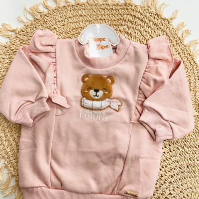 Inverno 2025 - Conj. Blusão Ursinha Alto Nível de Fofura e Calça - Rose