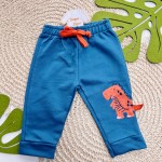Inverno 2025 - Conj. Blusa Dinos e Calça em Moletinho - Azul Jeans e Laranja