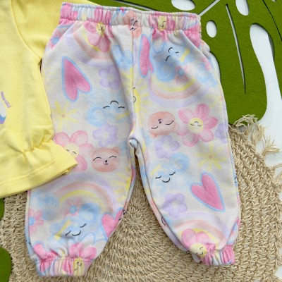 Inverno 2025 - Conjunto Por Onde For Floresça Casaco e Calça em Moletinho - Amarelo