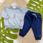 Inverno 2025 - Conjunto Doguinho Fantasiado Casaco Moletinho e Calça Moletom - Azul