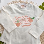 Inverno 2025 - Conj. Blusão "Pura Doçura" e Calça em Moletom Laranjinhas - Off White e Salmão