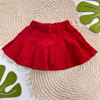Inverno 2025 - Conj. Blusa Listrada Doce Cereja e Short Saia Canelada - Marinho e Vermelho