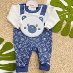 Inverno 2025 - Macacão Ursinho 3D - Azul Jeans
