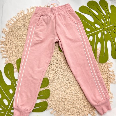 Inverno 2025 - Conj. Blusão Bicolor e Calça em Moletom - Rosa e Off White
