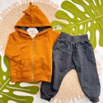 Inverno 2025 - Conjunto Dinos Jaqueta com Capuz e Calça - Laranja 