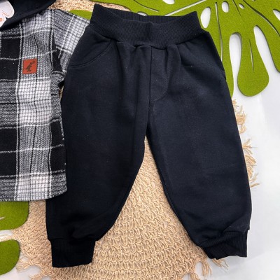  Inverno 2025 - Conj. Casaco Flanelado Dino Xadrez e Calça em Moletom - Preto