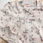 Inverno 2025 - Conj. Blusa Canelada Floral e Calça em Moletom - Rose e Off White