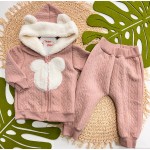 Inverno 2025 - Conjunto Ursinho Jaqueta com Capuz e Calça - Bege