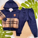 Inverno 2025 - Conj. Jaqueta Flanelada RMD Style Xadrez e Calça em Moletom - Caramelo