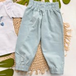 Inverno 2025 - Conjunto Borboletinhas Blusa de Malha, Calça Moletom e Faixinha de Laço - Menta 
