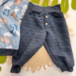 Inverno 2025 - Conjunto Dinos nas Nuvens Jaqueta com Capuz e Calça - Azul 