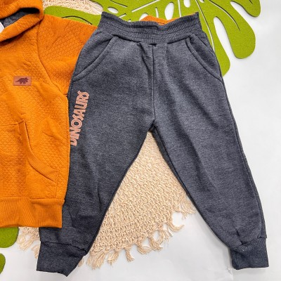 Inverno 2025 - Conjunto Dinosaurs Jaqueta com Capuz e Calça - Laranja 