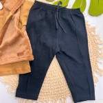 Inverno 2025 - Conj. Colete em Plush com Capuz, Blusa Manga Longa e Calça - Marrom e Preto