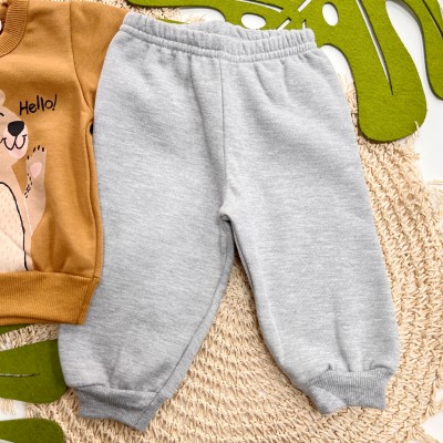 Inverno 2025 -  Conj. Casaco Hello Bear e Calça em Moletom - Marrom e Mescla