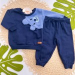 Inverno 2025 -  Conj. Blusa Urso Polar e Calça em Moletom - Azul 