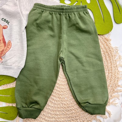 Inverno 2025 - Conj. Casaco Castores e Calça em Moletom - Mescla e Verde