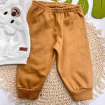 Inverno 2025 -  Conj. Blusa Urso Polar e Calça em Moletom - Off White e Caramelo